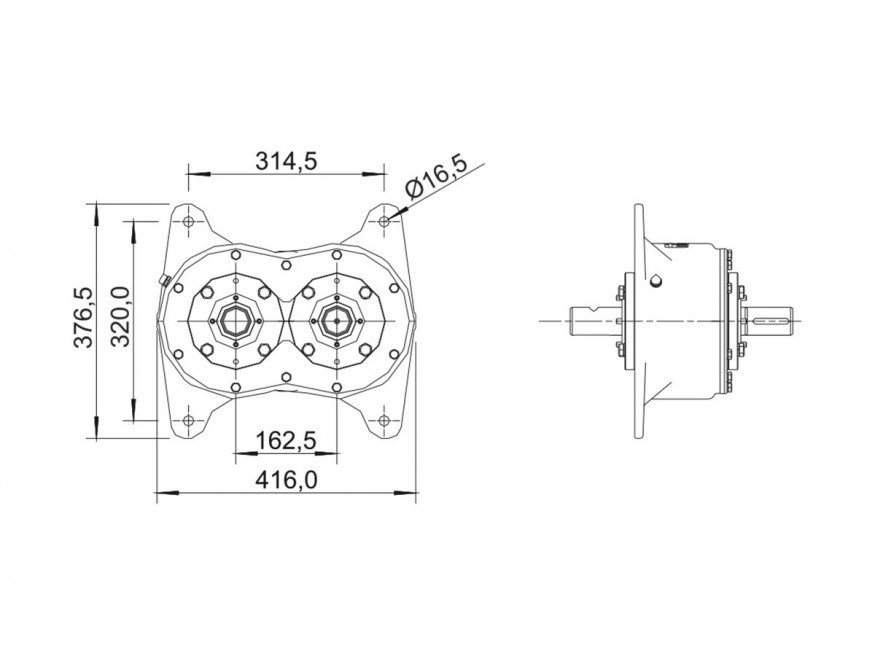 X11A4001 - Desenho técnico - Caixa sem giro livre inversora paralela