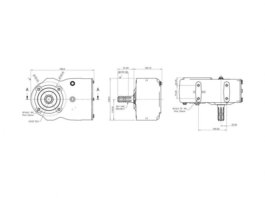 X47B20001 - Desenho Técnico - Caixa sem giro livre reversora eletrostática
